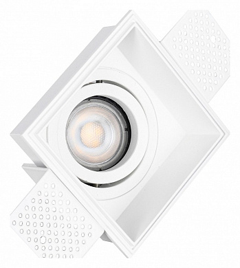 встраиваемый потолочный светильник квадратный белого цвета с поворотной линзой
