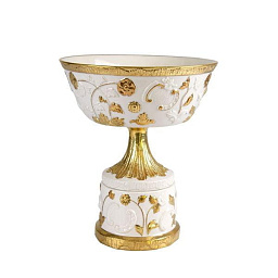 0006886-402 Villari Taormina чаша для фруктов белая и золотая