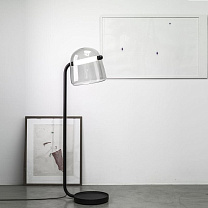 MONA MEDIUM - Lampadaire/Pied noir/Abat-jour Gris
