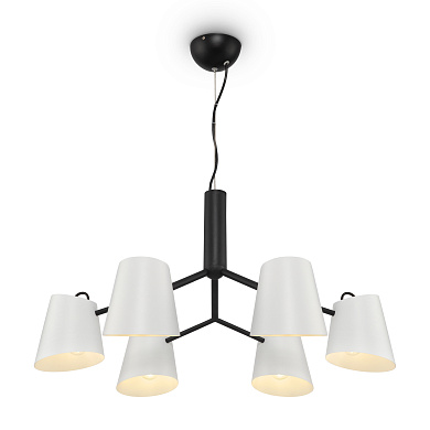 подвесная люстра с конусными абажурами на черной штанге