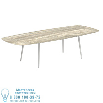 STYLETTO СТАНДАРТНЫЙ ОБЕДЕННЫЙ СТОЛ 300X120CM АЛЮМИНИЕВЫЕ НОЖКИ БЕЛАЯ КЕРАМИЧЕСКАЯ СТОЛЕШНЯ TRAVERTINO Royal Botania