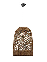 Brown Rattan Sandy Black Steel Base & Fabric Cable LED E27 1x12Watt 100-240Volt IP20 Bulb Excluded D:41 H:265 cm