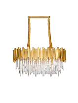Gold Metal & Crystal LED E14 8x5 Watt 100-240 Volt IP20 Bulb Excluded L: 80 W: 30 H: 120 cm Crystals: 12cm: 37pcs 15cm: 73pcs 18cm: 36pcs