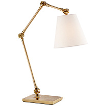 Graves Task Lamp полированная старая латунь с льняным абажуром