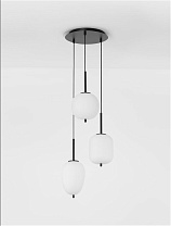 Opal Glass Black Metal Black Fabric Wire LED E14 3x5 Watt 100-240Volt IP20 Bulb Excluded D: 30 H: 120 cm