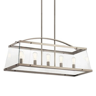 Darton 40.75" 5 Light Linear Chandelier with Clear Glass Classic Pewter люстра 52123CLP Kichler