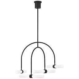702CLM4NB-LED930 Visual Comfort Calumn подвесная многодуговая люстра с цилиндрическими стеклянными рассеивателями