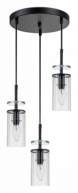 подвесной светильник с тремя цилиндрическими плафонами на черной основе