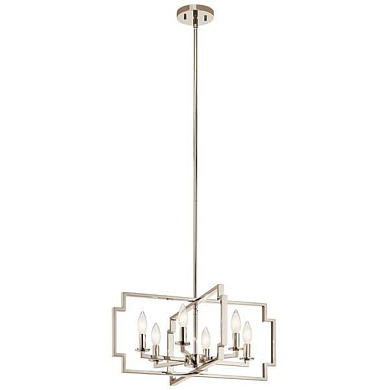 Downtown Deco 6 Light Convertible Chandelier Polished Nickel люстра 44128PN Kichler
