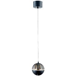 Подвесной светильник Favourite Ballonger 4326-1P — светодиодный подвес-шар из дымчатого стекла и чёрного металла