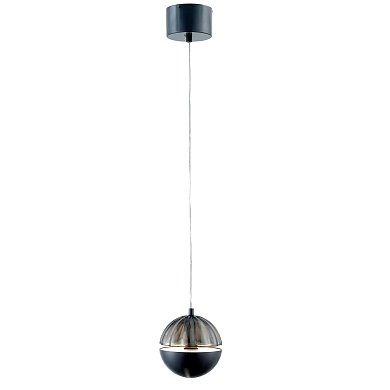 Подвесной светильник Favourite Ballonger 4326-1P — светодиодный подвес-шар из дымчатого стекла и чёрного металла
