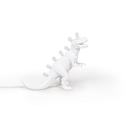 SE14763 Seletti Dinosaur Lamp настольная лампа в виде белого динозавра с лампочкой в хвосте