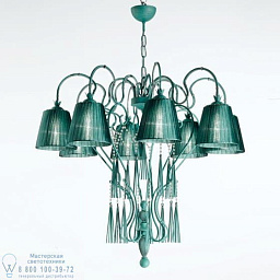 7063/8 MM lampadari Can люстра с восемью рожками и зелеными металлическими абажурами