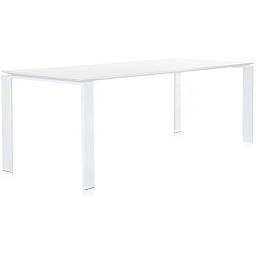 0552482 Kartell Four уличный обеденный стол вытянутой формы белого цвета