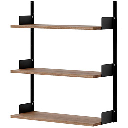 42005 + 42012 + 42008 New Works New Works Shelving System настенная полка орехового цвета с металлическими стойками