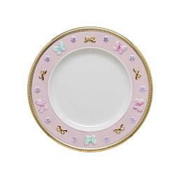 Butterfly pastel pink dessert plate тарелка, Villari