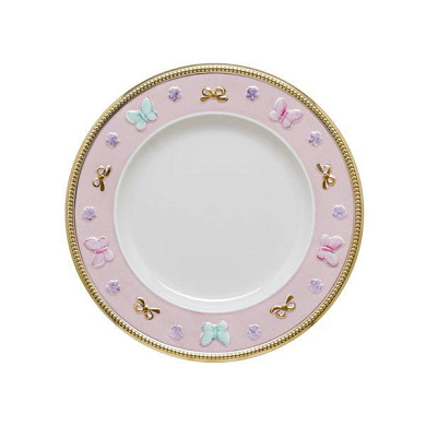 Butterfly pastel pink dessert plate тарелка, Villari