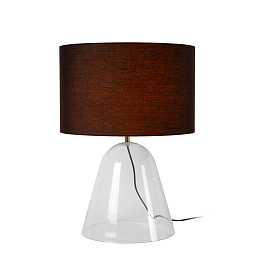 34550/81/60 Lucide CAMPANA настольная лампа с текстильным абажуром коричневого цвета на керамической подставке