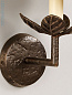 WA0050.BZ Carrick Leaf Vaughan настенный светильник из бронзы с рельефным основанием в виде листьев и тканевым абажуром — фото 1
