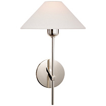 Hackney Single Sconce полированный никель с льняным абажуром
