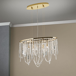 LU 2399/3+2 gold/oval Orion Kristalldesign потолочная хрустальная люстра овальной формы с подвесными цепочками
