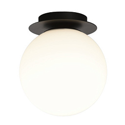 P3946080N ACB Iluminacion Parma потолочный светильник сферической формы, корпус чёрный матовый, опаловый плафон, IP44