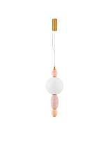 Glossy Brushed Gold Metal Orange & Pink Ceramic Opal Glass LED 12Watt 220-240Volt 794Lm IP20 3000K D:20 H:180 cm