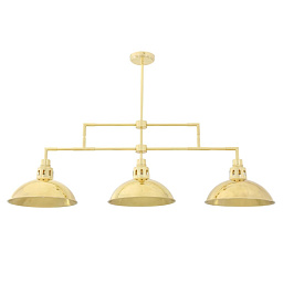 MLF274 Mullan Lighting Georgia трёхламповый подвесной светильник на латунной планке с купольными металлическими плафонами