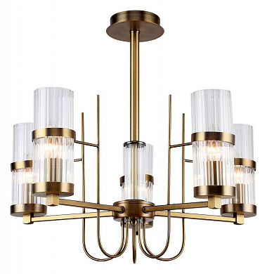 потолочная люстра с несколькими цилиндрическими плафонами в бронзовом исполнении