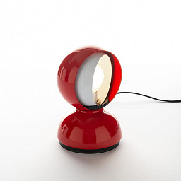 0028030A Artemide Eclisse настольная лампа с шарообразным корпусом и регулируемым абажуром красного цвета