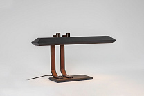 Настольная лампа Rinato Console Bert Frank - темная бронза / текстурированный черный; Кожа: каштаново-коричневый