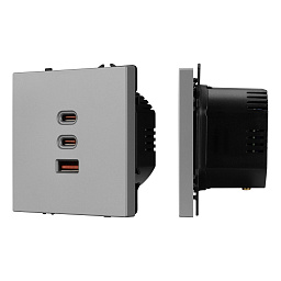 061838 Arlight Механизм розетки с быстрой USB зарядкой SCT-NOBE-MUACC-SFPL-FC-IS (65 Вт, QC3)