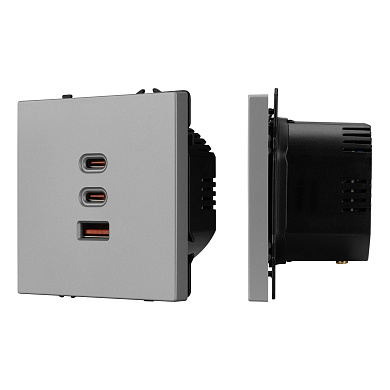 061838 Arlight Механизм розетки с быстрой USB зарядкой SCT-NOBE-MUACC-SFPL-FC-IS (65 Вт, QC3)