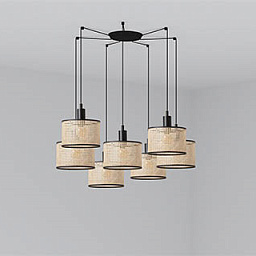 64314-47-7L MAMBO BLACK PENDANT LAMP RATTAN LAMPSHADE ø210*200 подвесной светильник Faro barcelona