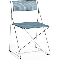 X-Line Chair, сиденье и спинка сталь с порошковым покрытием, пудрово-голубой / каркас хромированная сталь (для помещений)