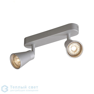 двухламповый потолочный и настенный спот серебристого цвета
