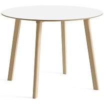 CPH Deux 220 Ø98 см, столешница ламинат, жемчужно-белый (Pearl white) / каркас необработанный массив бука