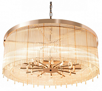 подвесной светильник с цилиндрическим стеклянным абажуром и металлическими вставками