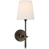 Bryant Sconce бронза и полированная старая латунь с льняным абажуром