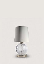 Clear Crackled Glass shown with 10 Fez in Natural Linen and Round Base with Cream Card lining