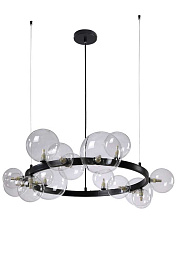 AGATA SP15 V2 BLACK/TRANSPARENTE Crystal Lux AGATA подвесная люстра с круговым каркасом и прозрачными стеклянными шарами