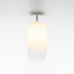 1413020A Artemide Gople потолочный светильник с матовым овальным плафоном из белого стекла