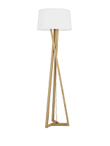 Ivory Fabric Shade Natural Wood Brown Fabric Wire LED E27 1x12Watt 100-240Volt IP20 bulb e xcluded D: 50 H: 164 cm Cable L: 200 cm