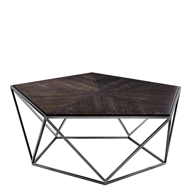 110614 Coffee Table Pentagon charcoal oak veneer кофейная карта Eichholtz