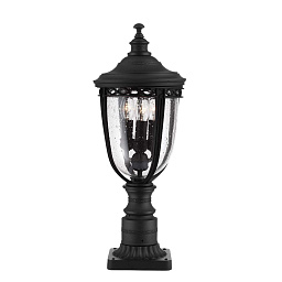 FE-EB3-M-BLK Feiss English Bridle трехламповый уличный фонарь на пьедестале с вытянутым овальным корпусом и прозрачным стеклом