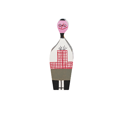21502708 Wooden Doll Vitra Деревянная фигурка с розовой прической и красным поясом