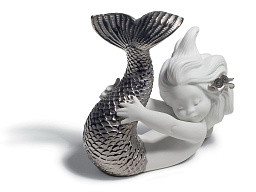 1008545 Lladro Re-Deco фарфоровая фигурка девушки-русалки с серебряным хвостом