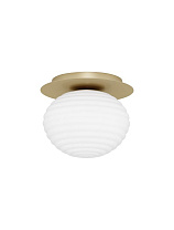 Milky White Structured Glass Matt Gold Metal LED E27 1x12 Watt 100-240Volt IP20 Bulb Excluded D: 26 H: 21.5 cm