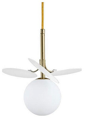 подвесной светильник с шарообразным плафоном белого и золотого цвета