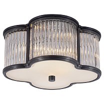 Basil Small Flush Mount оружейный металл и прозрачные стеклянные стержни с матовым стеклом